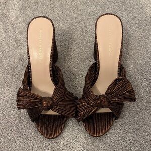 Loeffler Randall Metallic Brown Bow Mules